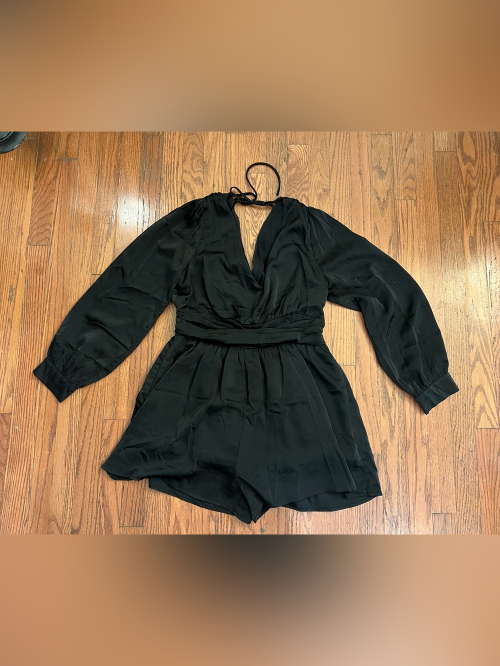 Mustard Seed Black Long Sleeve Romper Dress Boho Western Mini Size Large - Picture 2 of 6